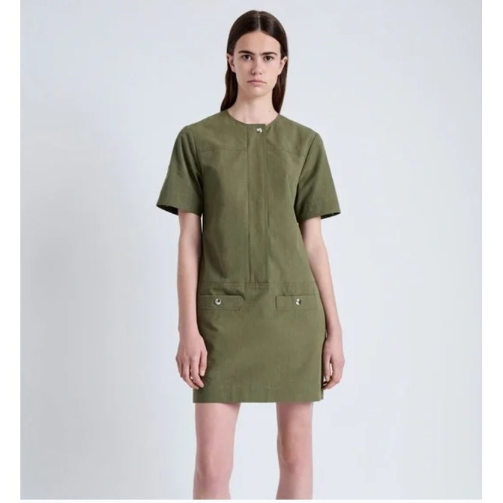 Proenza Schouler White Label Watson Dress Size 4 Olive Green Utility Safari Mod